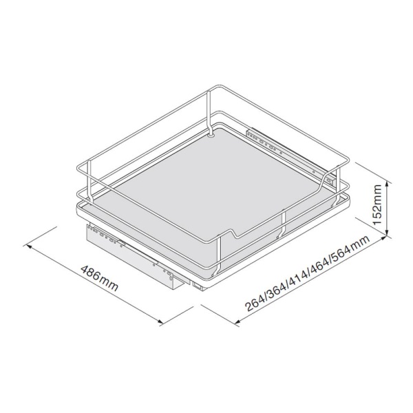 INDIVIDUAL PULL-OUT ORGANISER BASKET (Innostor Plus) in 8 cabinet widths  - ANTHRACITE finish (ECF IP4IP)